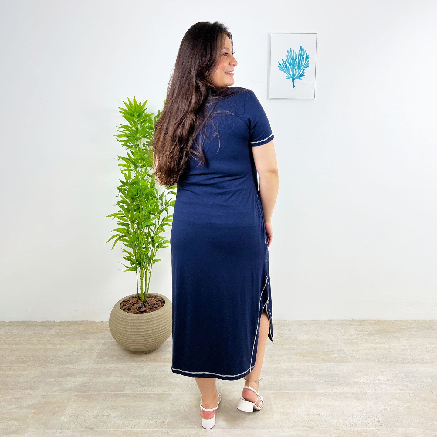 Vestido Visco Sampel Pespontado