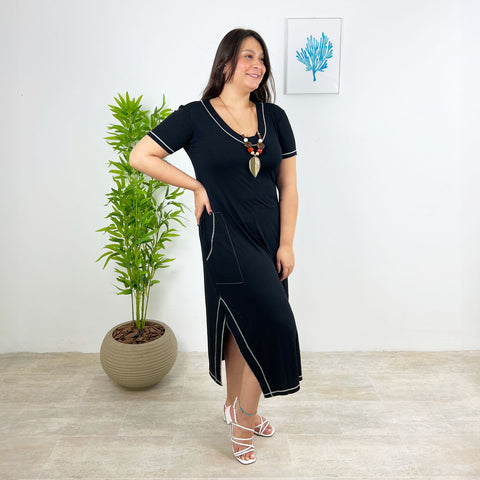 Vestido Visco Sampel Pespontado