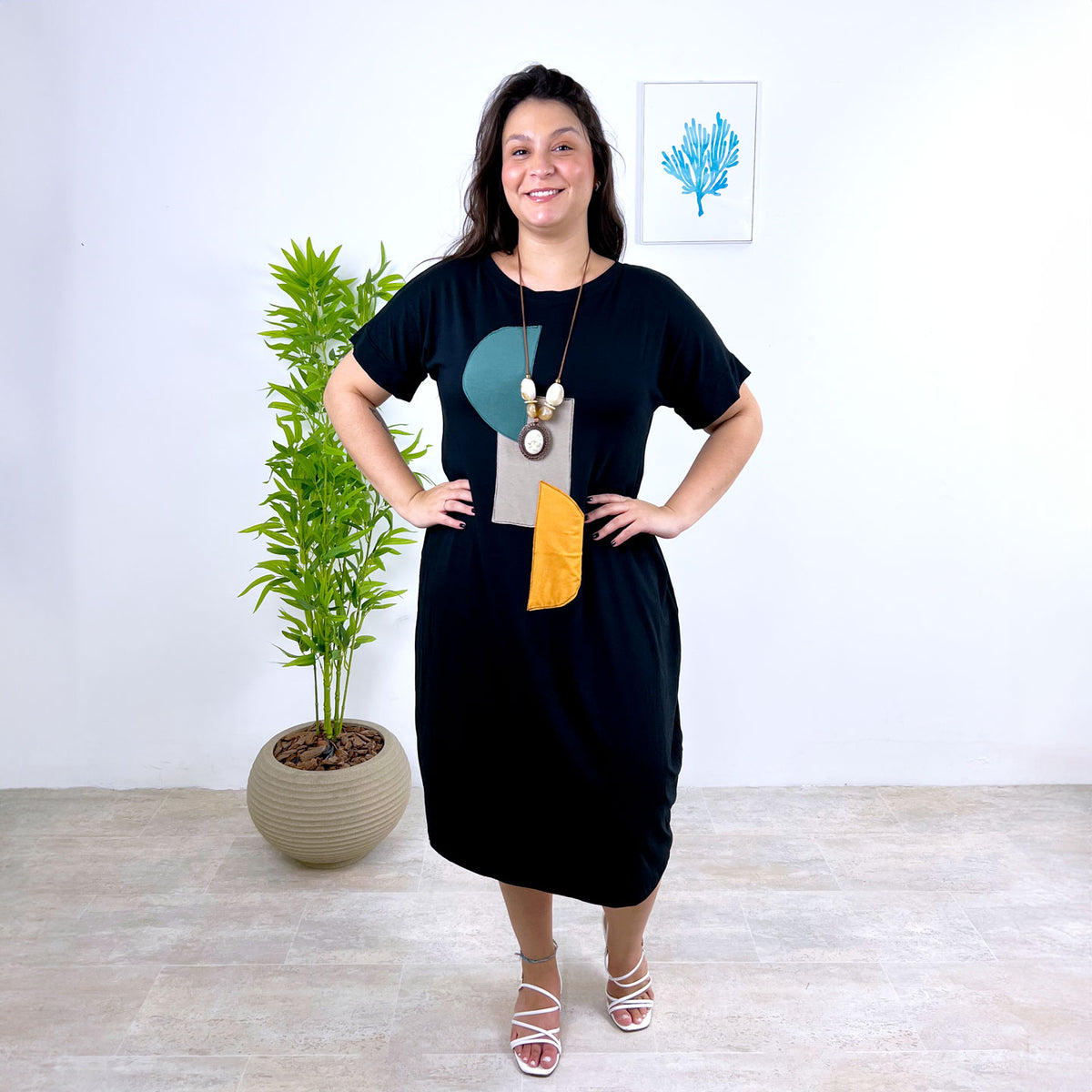 Vestido Visco Longuete Retalho
